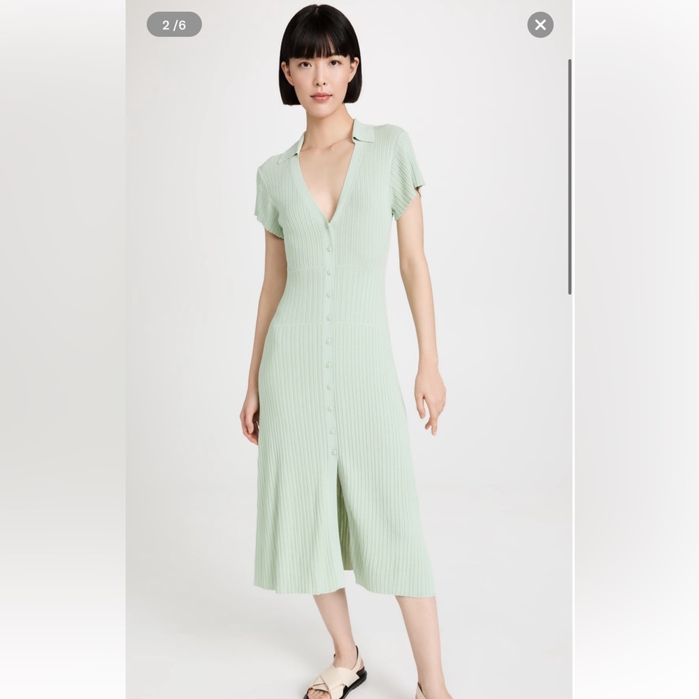 Esme Button-Up Midi Dress in Mint - NWT